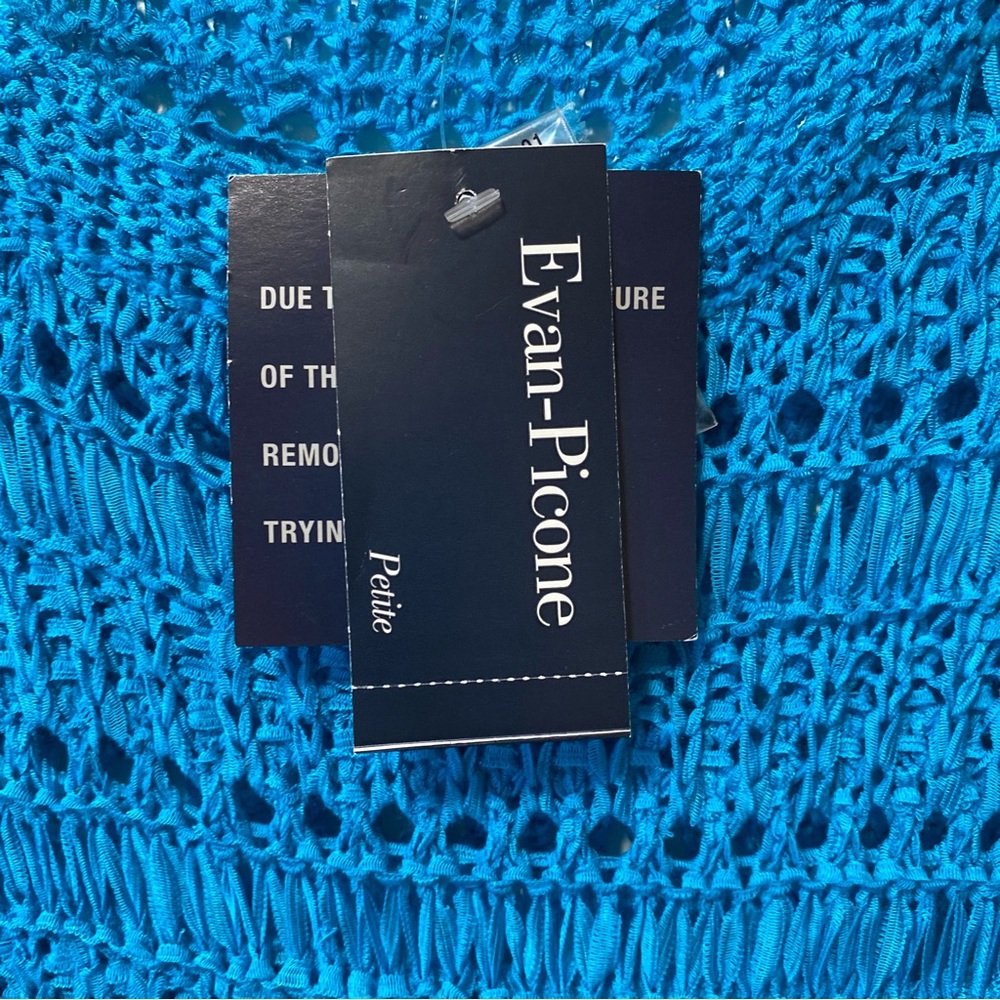Evan Picone Vibrant Blue Textured Top Petites‎ Short Sleeve Sweater Pullover New - Picture 6 of 11